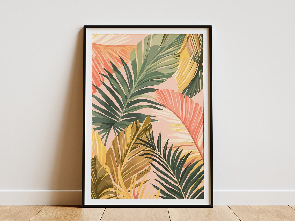 Tropical Palm Leaves Minimalist Poster Print