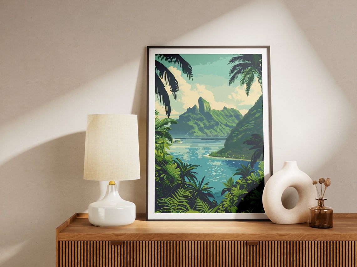 Samoa National Park Lush Tropical Bay Volcanic Peaks Travel Poster - Image 4