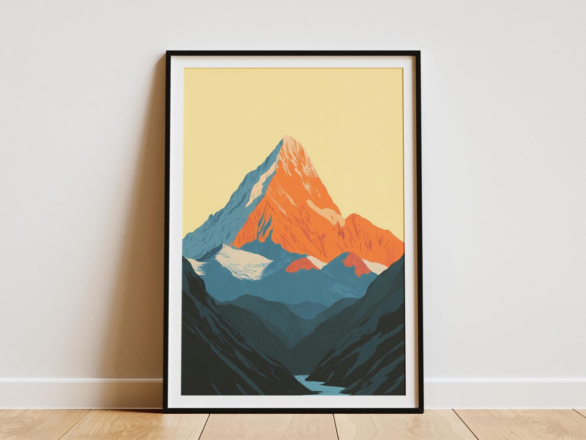 Peruvian Andes Sunrise Peak Glowing Orange Summit Mountain Poster