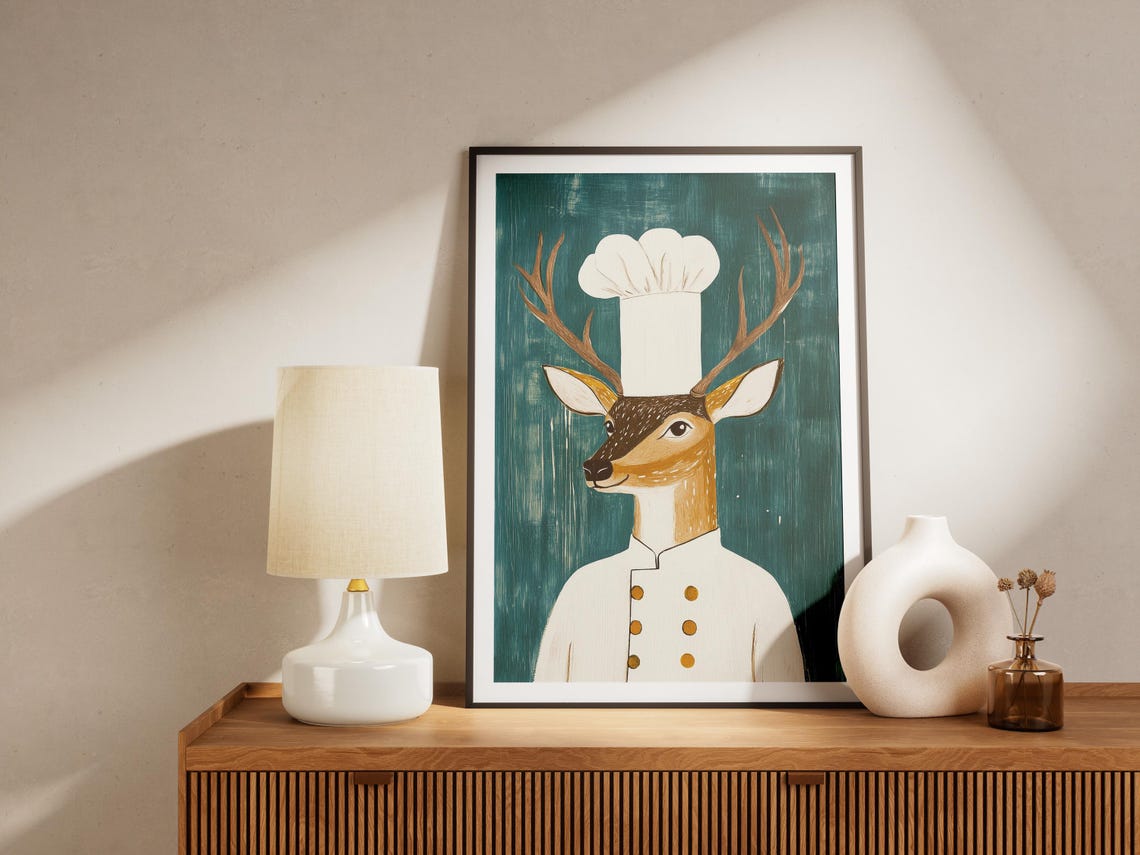 Deer Chef Whimsical Kitchen Decor Art Print - Image 4