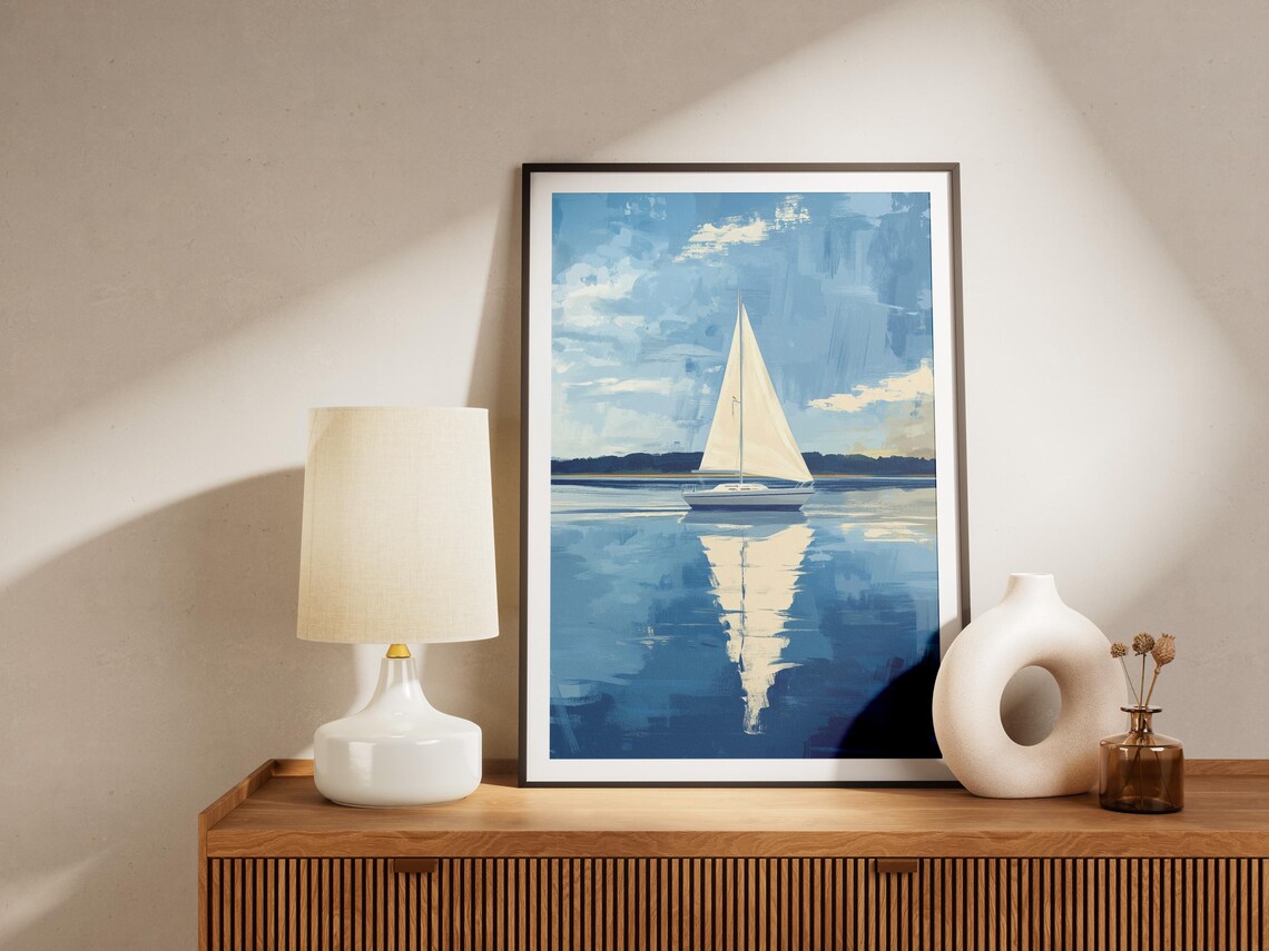 Chesapeake Bay Maryland Sailboat Calm Blue Water Nautical Art Poster - Image 4
