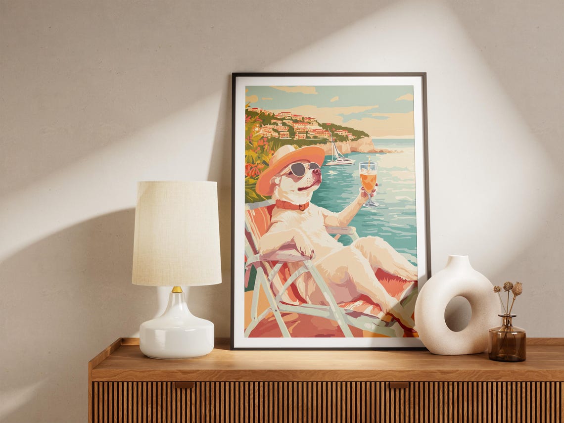 Chihuahua Beach Summer Poster Dog Art Print Coastal Dog Summer Vacation Gift Funny Pet Print Cute Dog Poster Adorable Puppy Pet Lover Gift - Image 5
