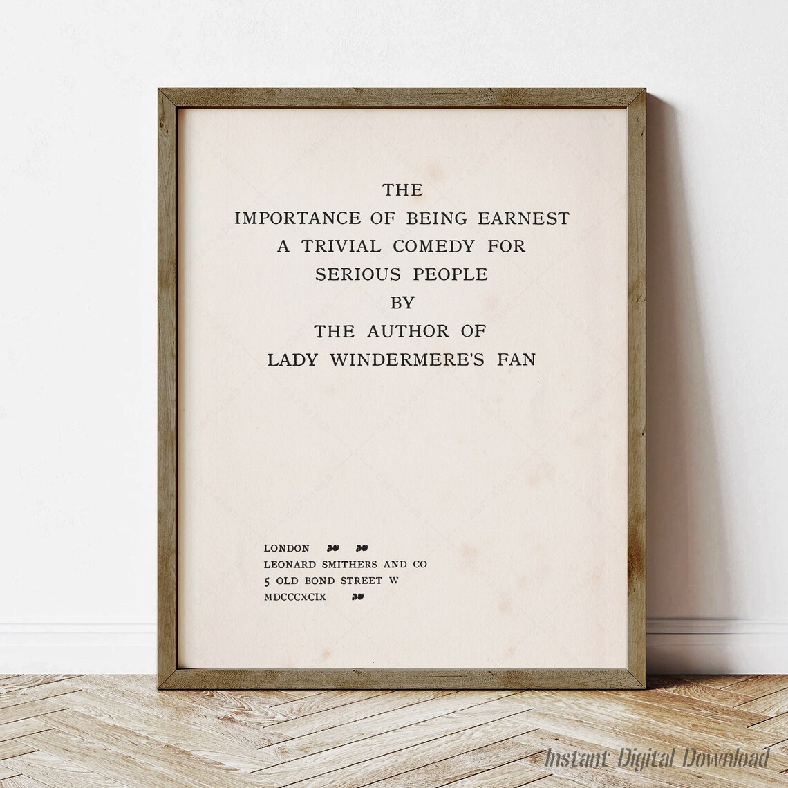 The Importance Of Being Earnest 1899 Title Page Comedy Classic Art Print