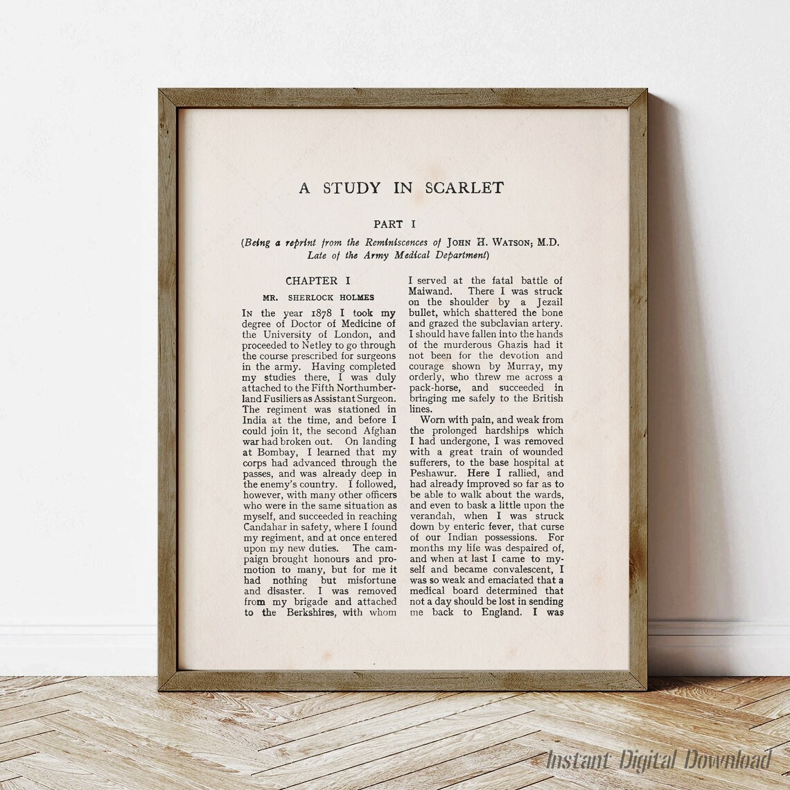 Arthur Conan Doyle A Study In Scarlet Sherlock Holmes Chapter 1 Art Print