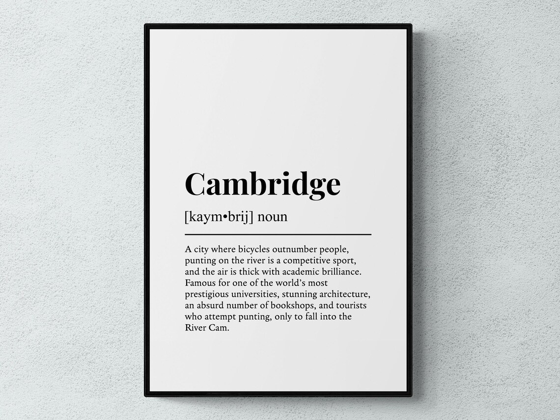 Cambridge Funny Definition Art Print, Gift Wall Art