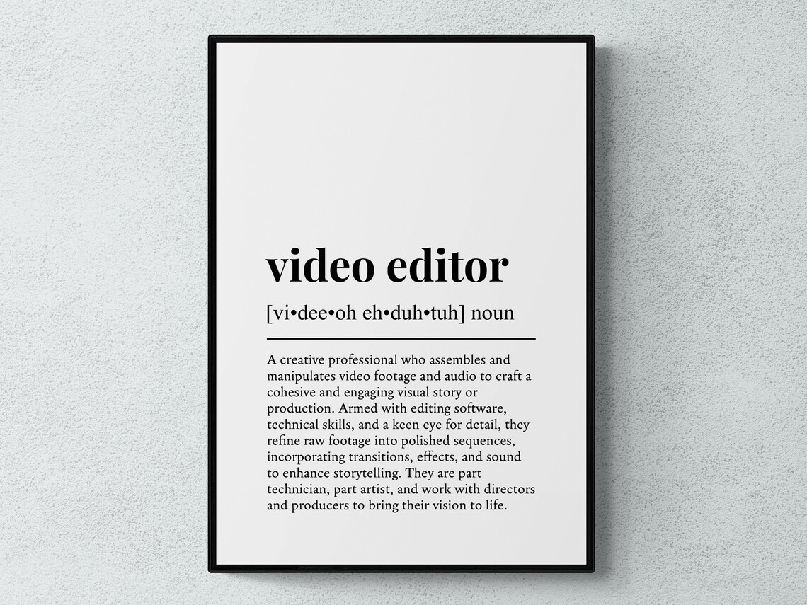 Video Editor Funny Definition, Work Humor Poster