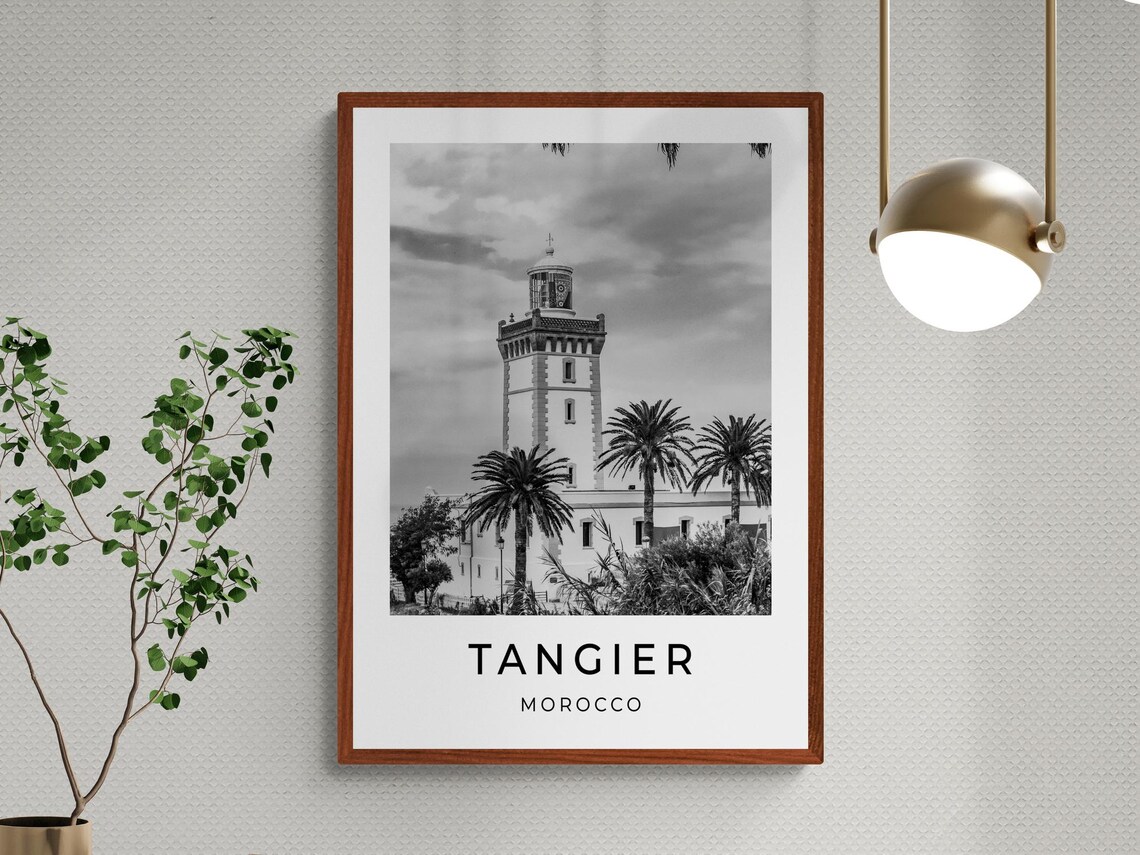 Tangier Morocco Cap Spartel Lighthouse Palm Trees Travel Poster - Image 3