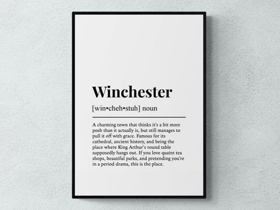 Winchester Funny Definition Place Gift Wall Art Print