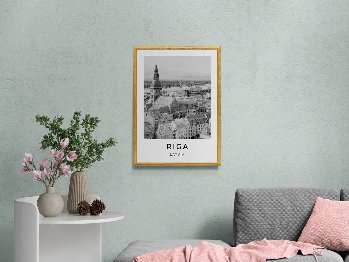 Riga Latvia Travel Poster, Monochrome Print - Image 2