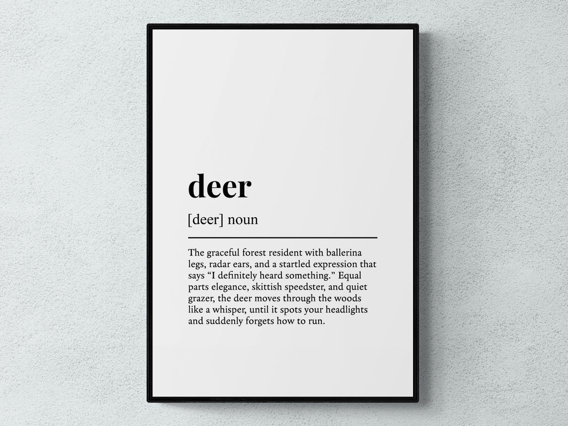 Funny Deer Dictionary Definition Minimalist Typography Poster
