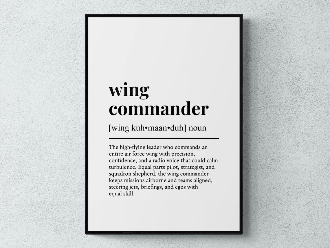 Wing Commander Funny Definition Job Work Gift Wall Art Print
