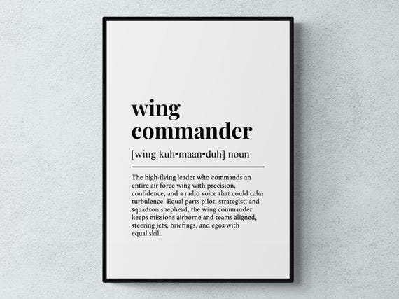 Wing Commander Funny Definition Job Work Gift Wall Art Print