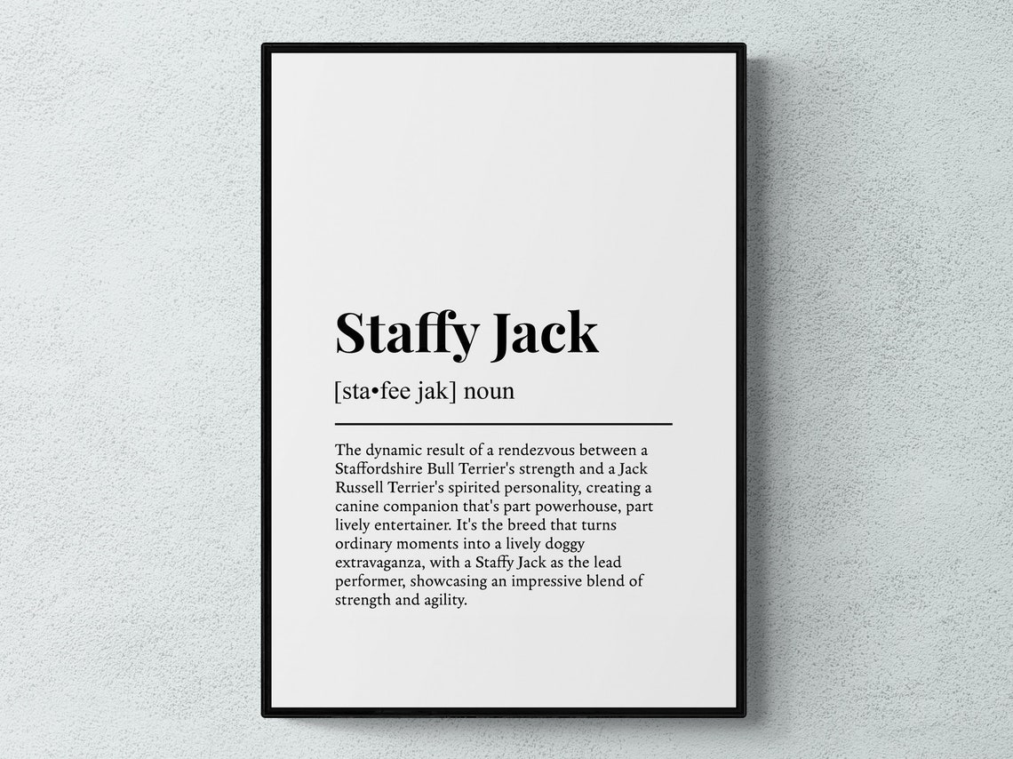 Staffy Jack Funny Dictionary Definition Terrier Cross Breed Poster