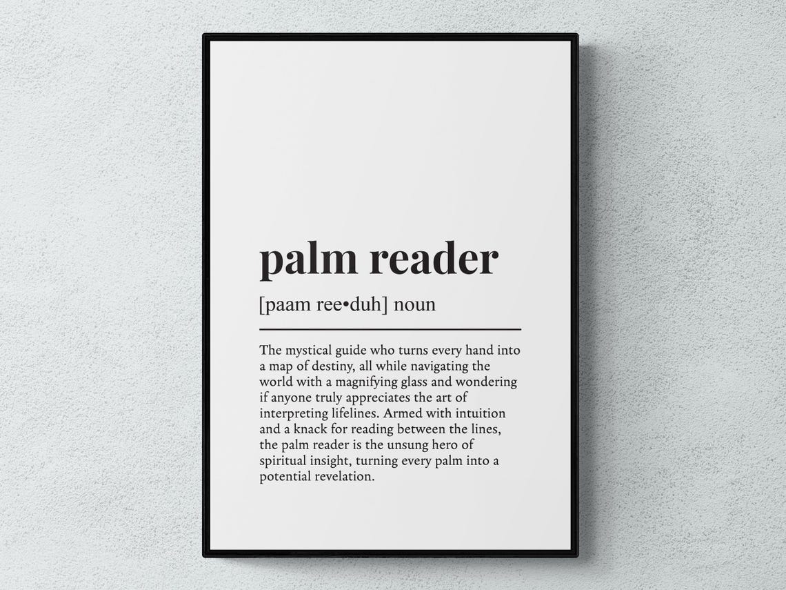 Palm Reader Funny Definition Dictionary Typography Minimalist Poster