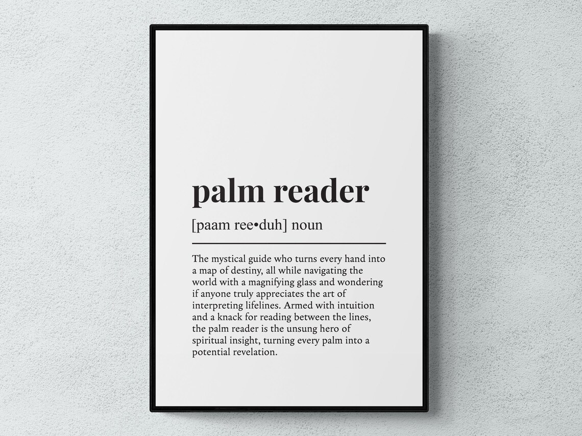 Palm Reader Funny Definition Spiritual Job Gift Wall Art Print