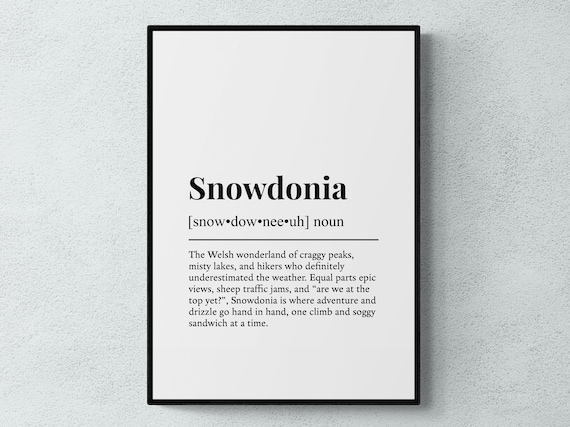 Snowdonia Funny Definition Wales Gift Wall Art Print
