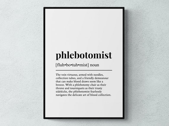 Phlebotomist Funny Definition Gift Wall Art Print