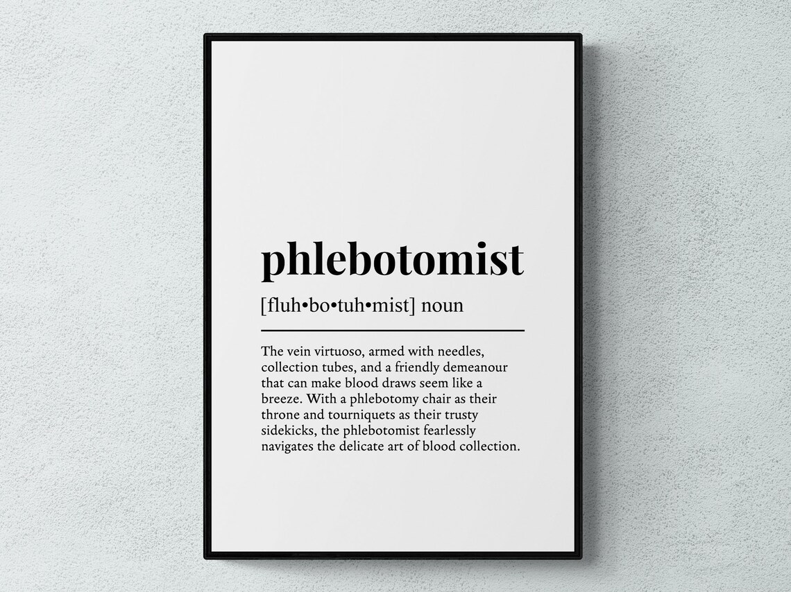 Phlebotomist Funny Definition Gift Wall Art Print