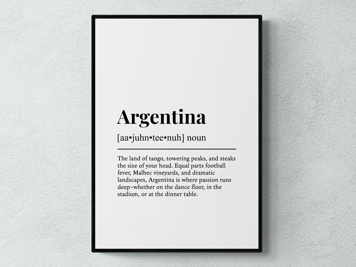 Argentina Funny Definition Typography Humor Gift Minimalist Print