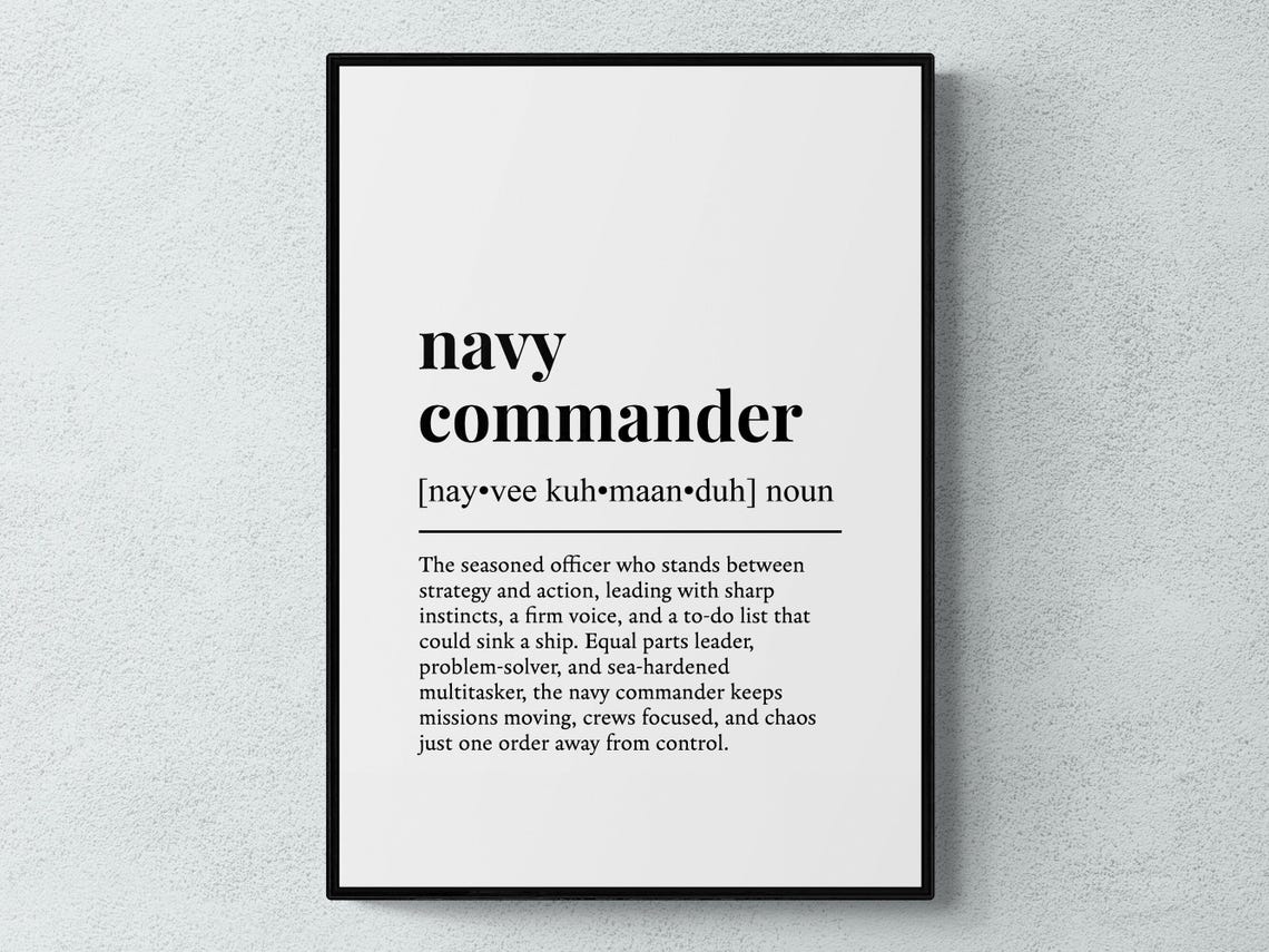 Navy Commander Dictionary Noun Naval Officer Service Gift Poster