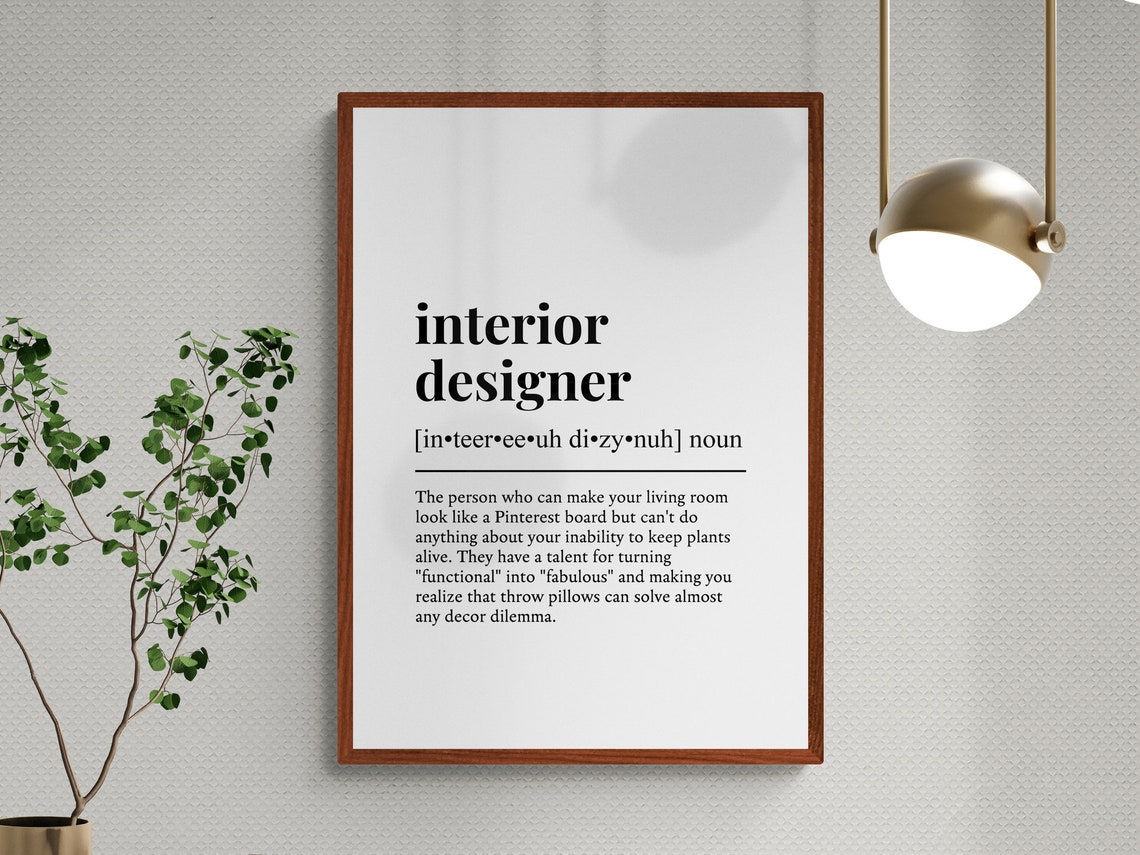 Interior Designer Funny Definition Dictionary Style Black White Poster - Image 3