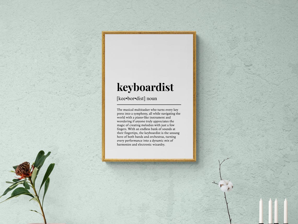 Keyboardist Funny Dictionary Definition Musician Black White Wall Art - Image 2