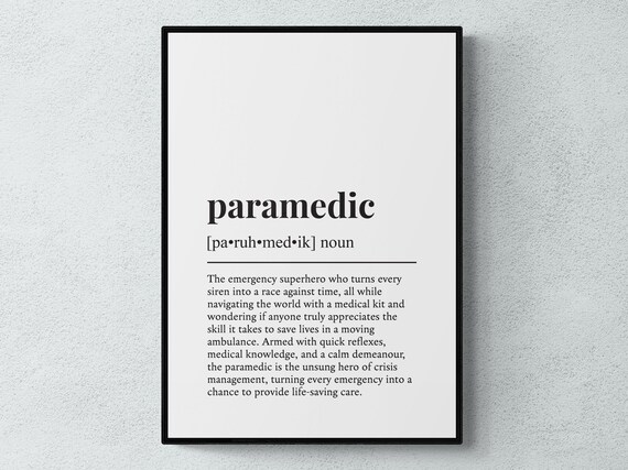 Paramedic Funny Definition Job Work Gift Wall Art Print