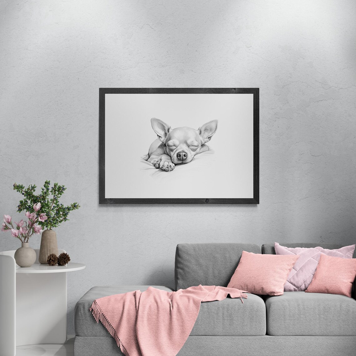 Sleeping Chihuahua Vintage Dog Sketch, Farmhouse Art Print - Image 3