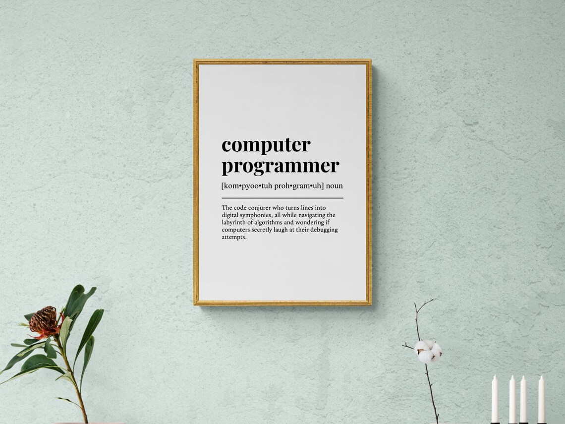 Computer Programmer Funny Definition Job Work Gift Wall Art Print - Image 2