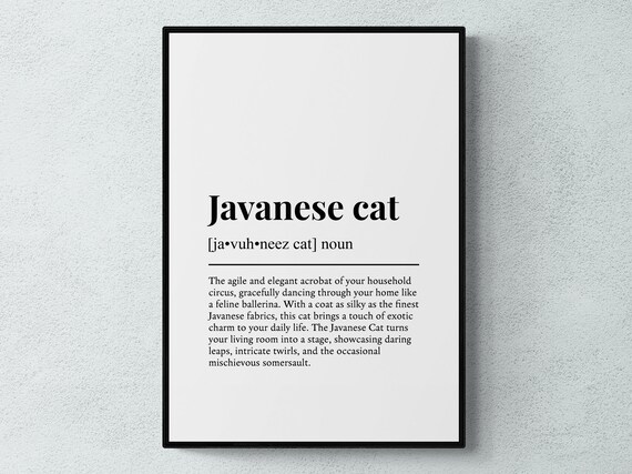 Javanese Cat Funny Definition Breed Print Feline Lover Gift Wall Art Poster