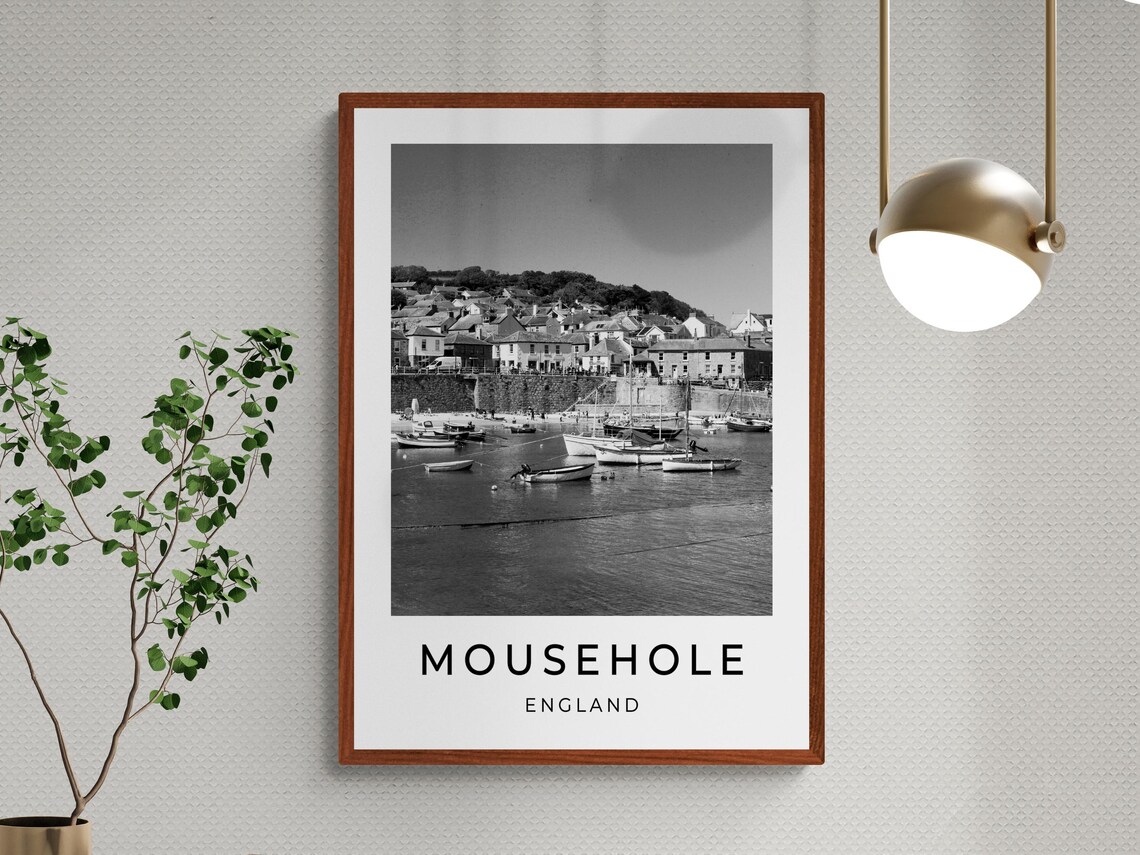 Mousehole Cornwall England Fishing Village Harbor Boats View Poster - Image 3