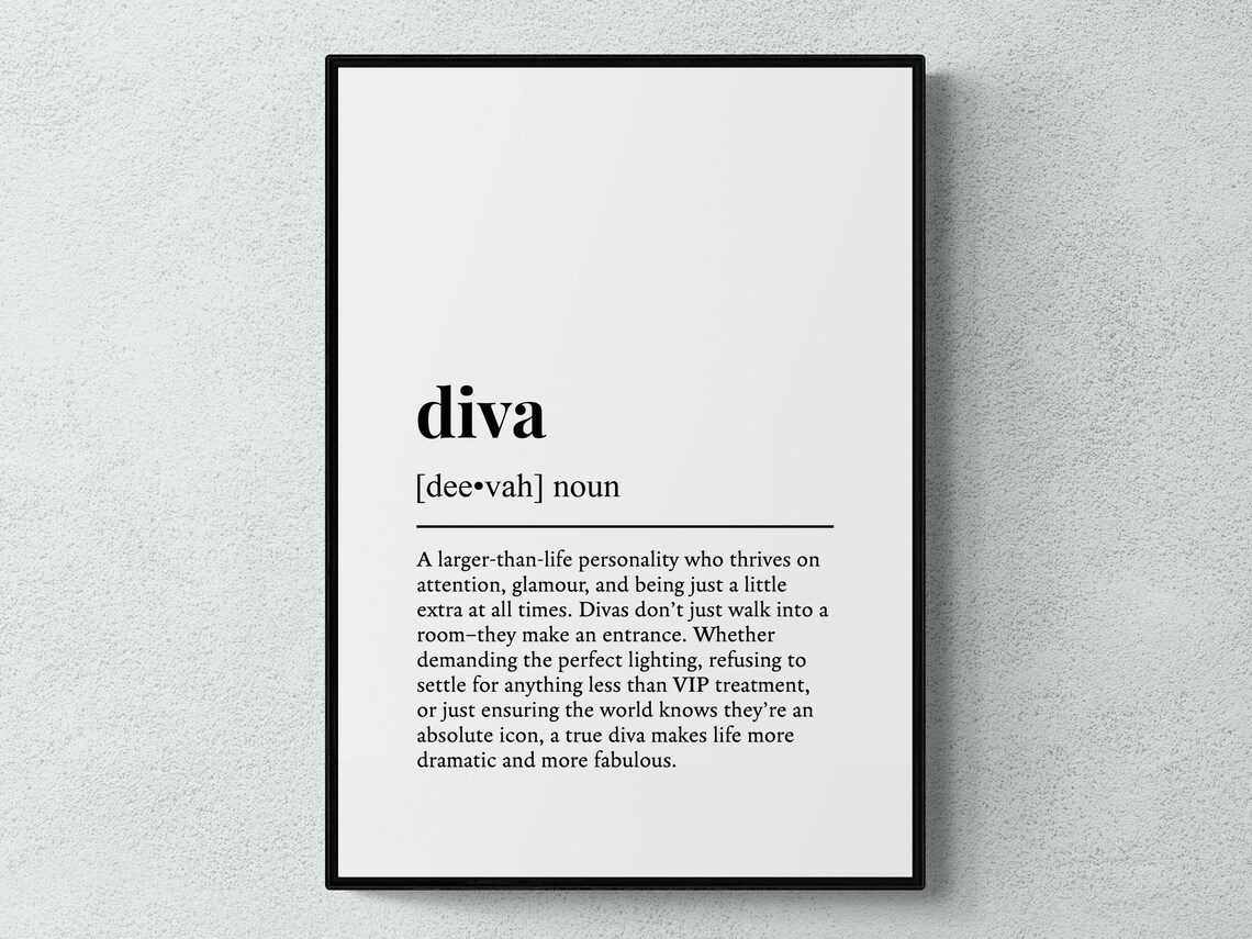 Diva Funny Definition Poster Print for Humorous Decor