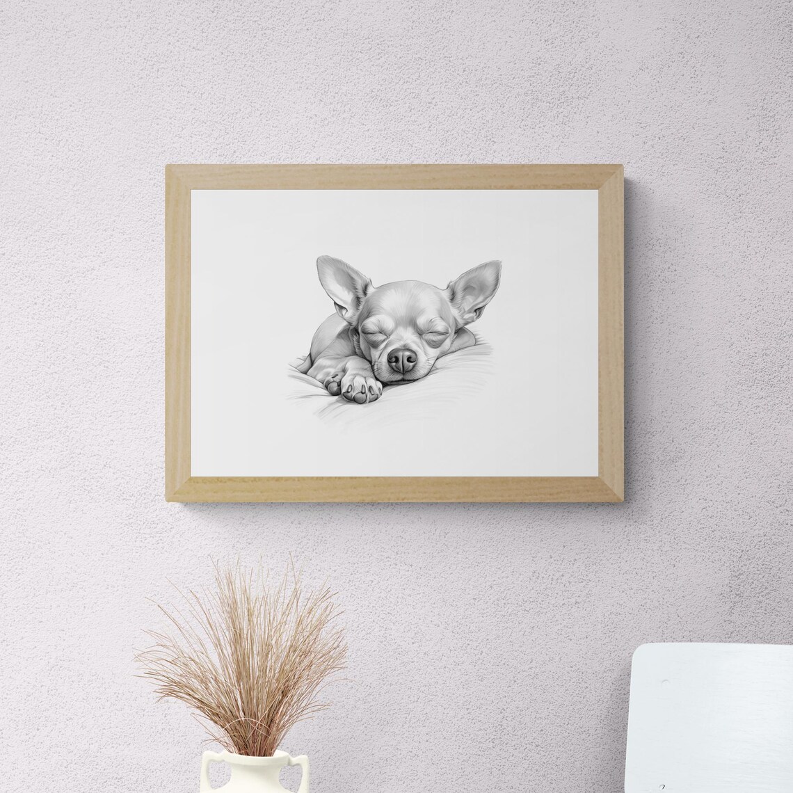 Sleeping Chihuahua Vintage Dog Sketch, Farmhouse Art Print - Image 2