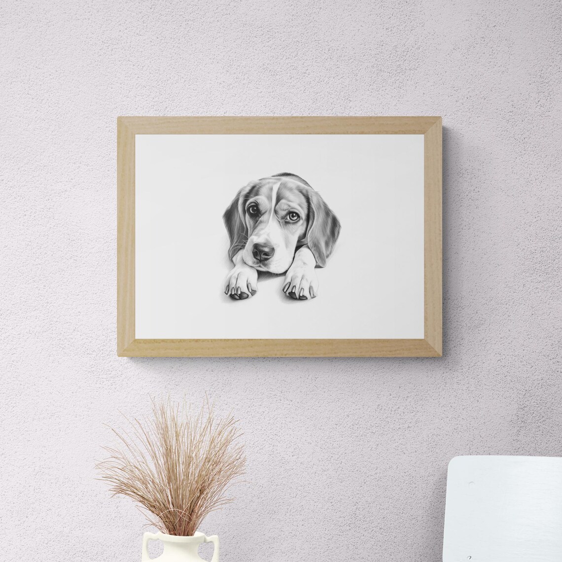 Beagle Dog Droopy Ears Sketch Lying Down Vintage Style Dog Poster - Image 2