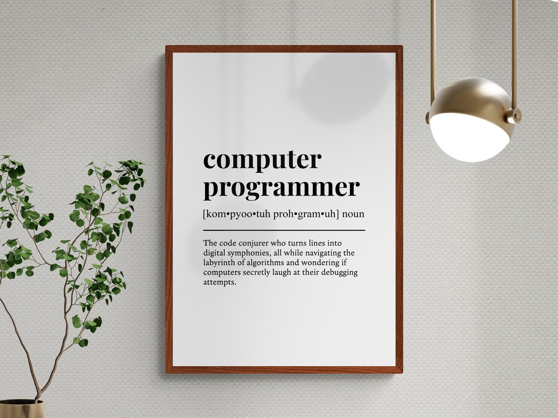 Computer Programmer Funny Definition Job Work Gift Wall Art Print - Image 3