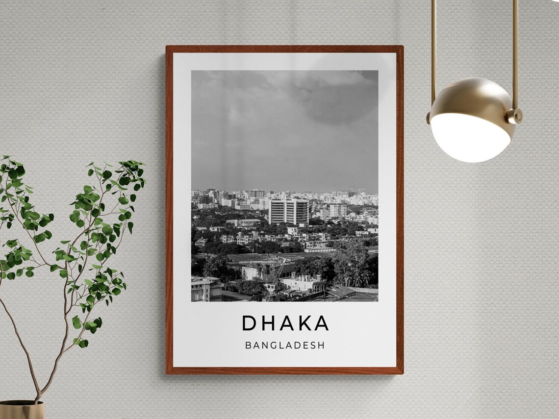 Dhaka Bangladesh City Skyline Aerial View Urban Panorama Travel Poster - Image 3
