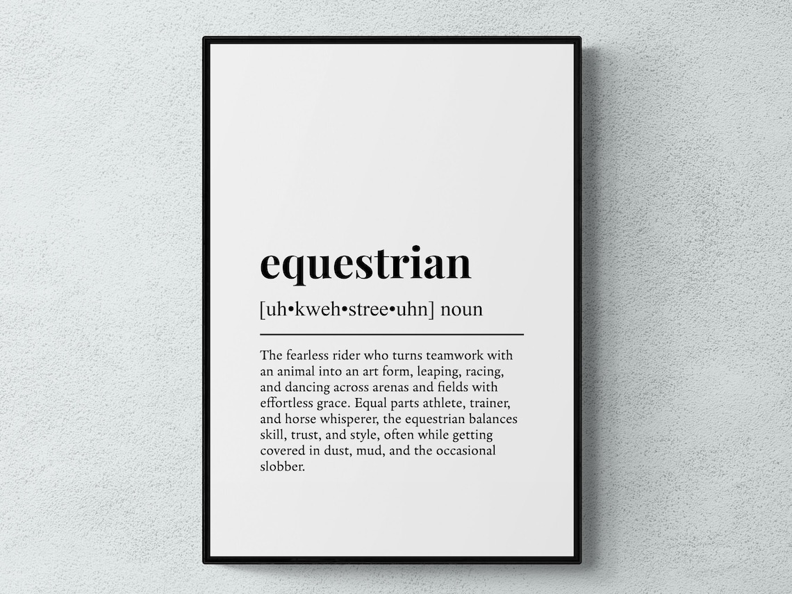 Equestrian Dictionary Definition Horse Rider Country Gift Poster