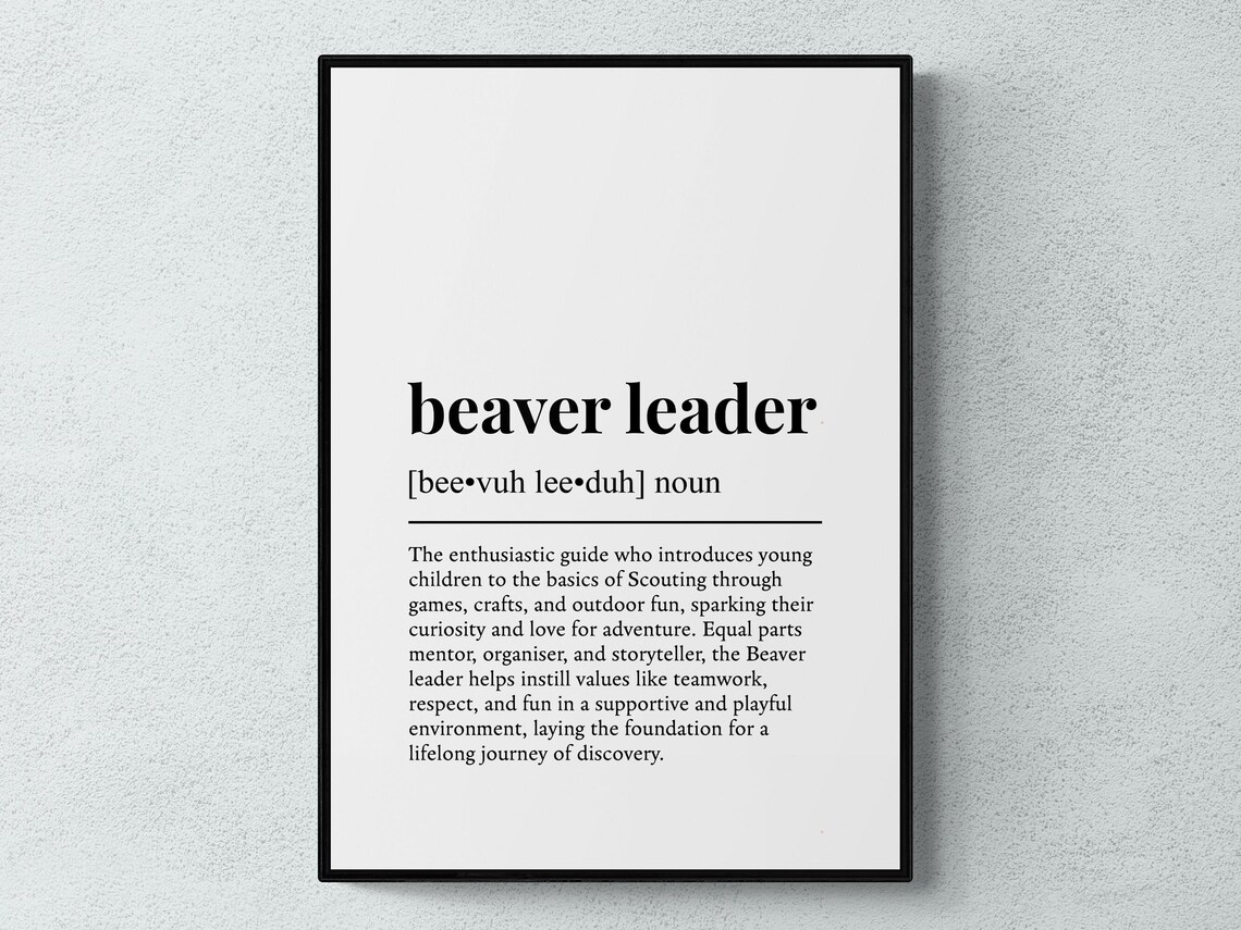Beaver Leader Dictionary Definition Scout Volunteer Thank You Poster
