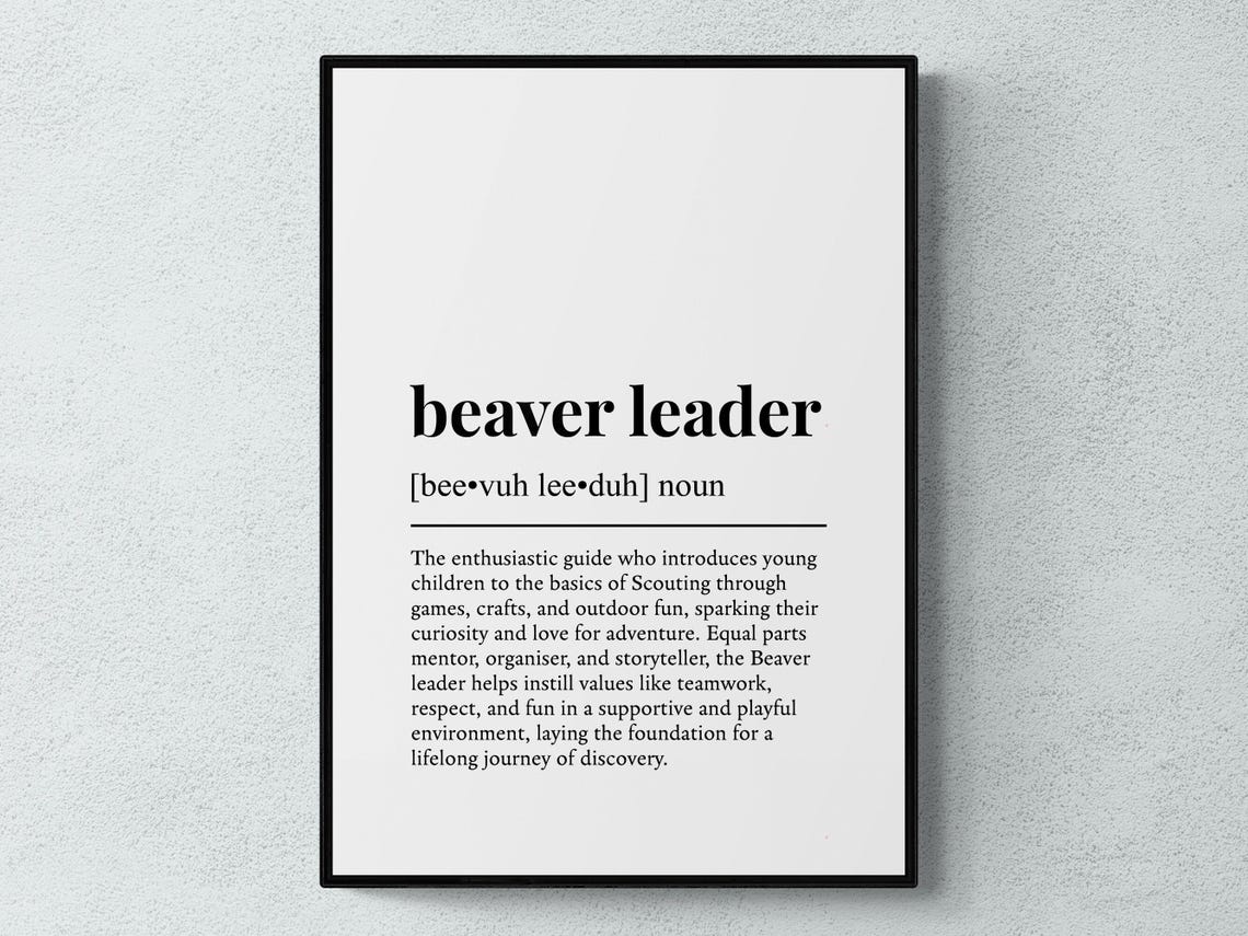 Beaver Leader Funny Definition Job Work Gift Wall Art Print
