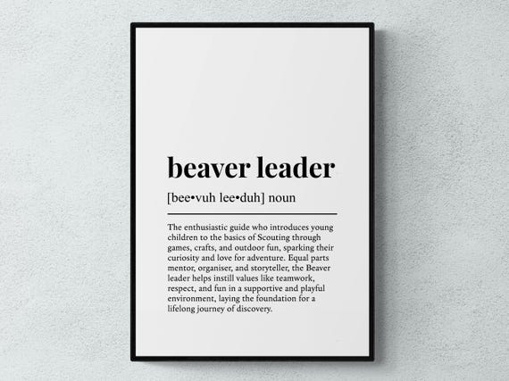 Beaver Leader Funny Definition Job Work Gift Wall Art Print