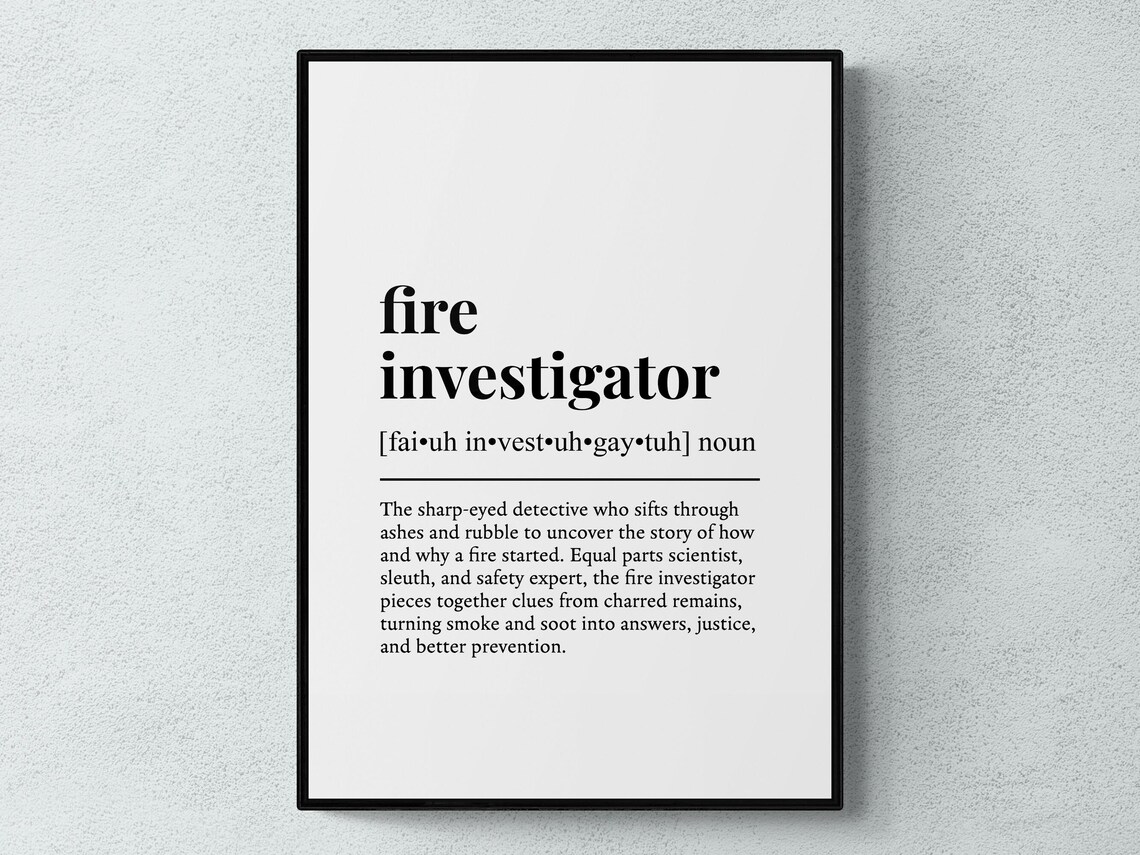 Fire Investigator Funny Definition Minimalist Detective Career Poster