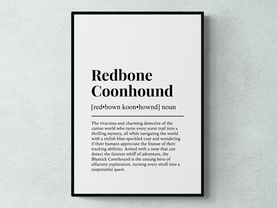 Redbone Coonhound Funny Definition Art Print