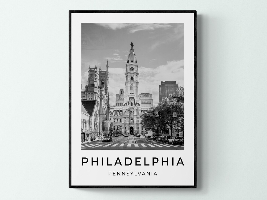 Philadelphia Pennsylvania City Hall William Penn Monochrome Poster
