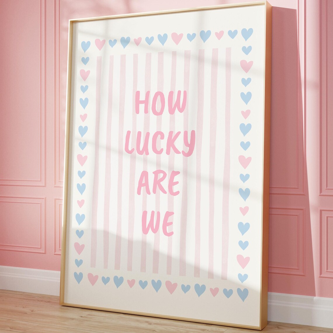 How Lucky Are We Pink Heart Quote Girly Dorm Room Trendy Wall Art