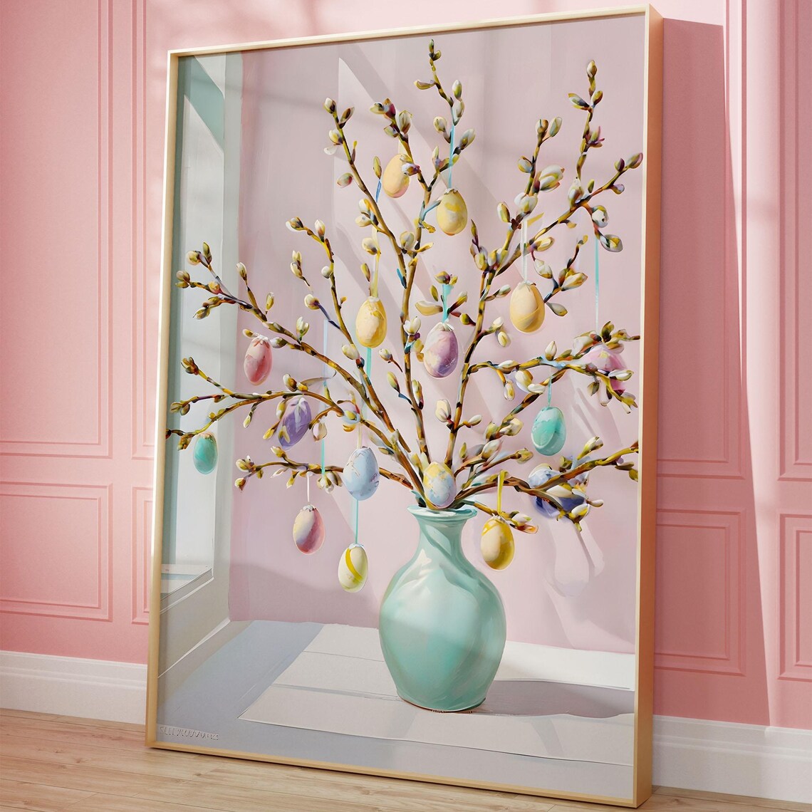 Easter Tree Painting With Pastel Eggs Art Print