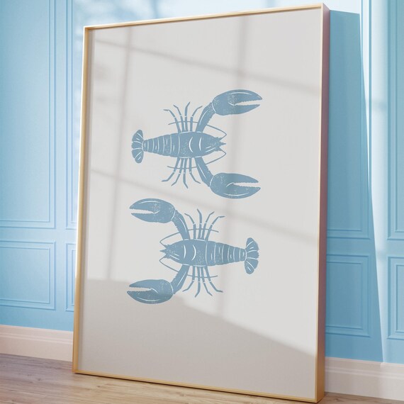 Lobster Wall Art Print Coastal Decor Beachy Poster Minimalist Fisherman