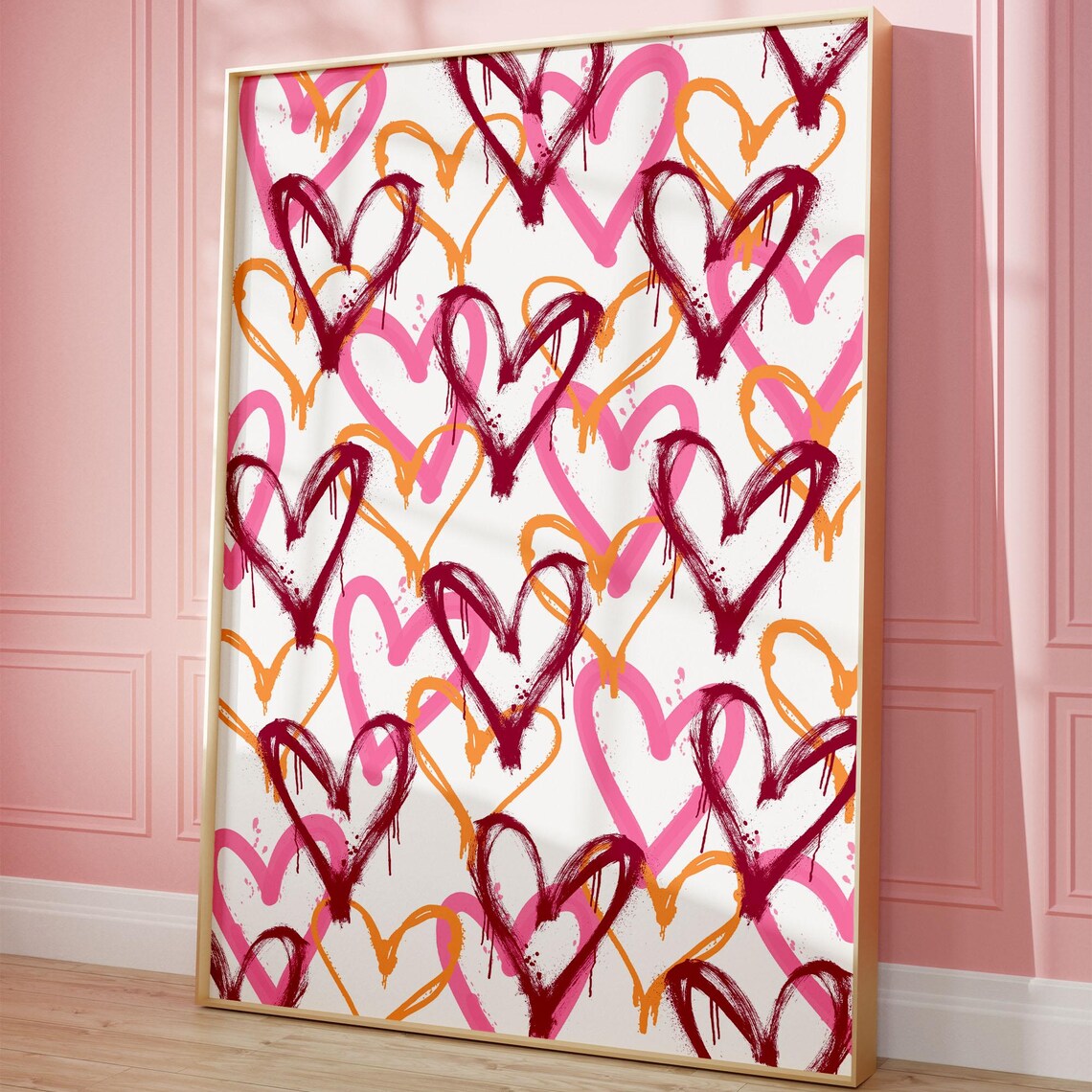Graffiti Hearts Trendy Abstract Art Print