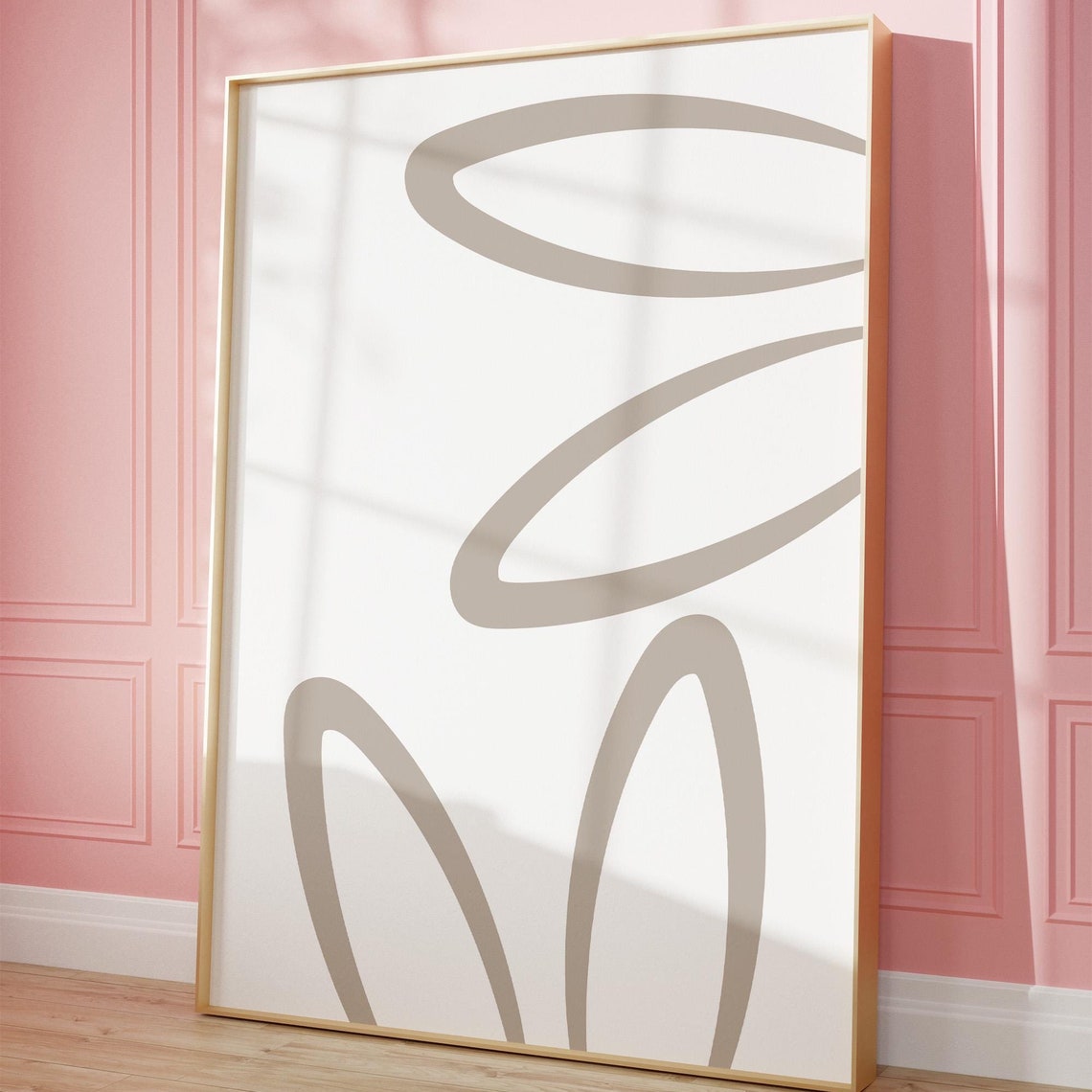 Minimalist Bunny Ears Line Art Neutral Spring Easter Modern Poster