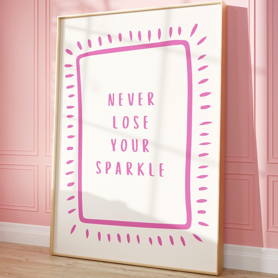 Never Lose Your Sparkle Pink Girly Retro Motivational Quote Poster