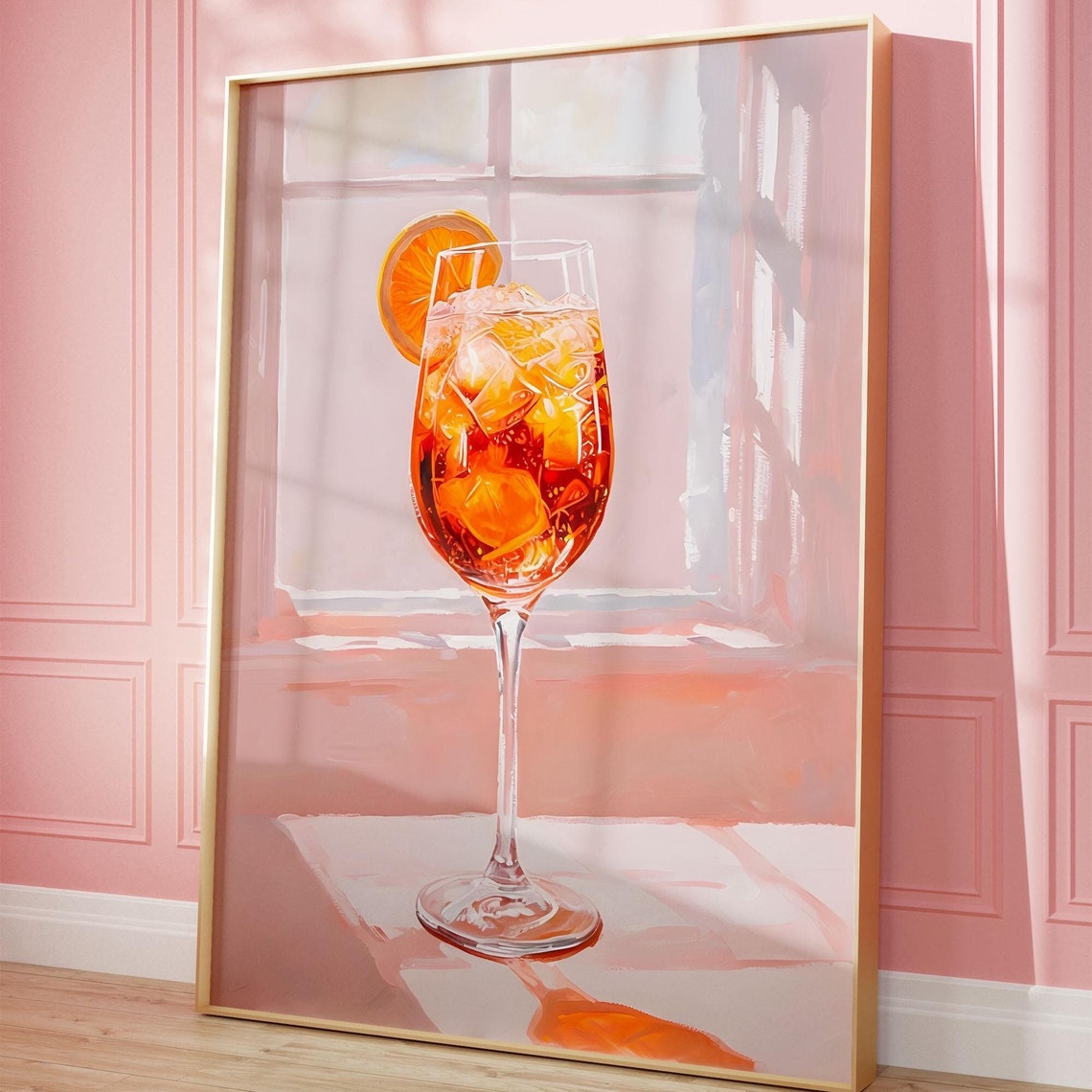 Aperol Spritz Cocktail Orange Painting Bar Cart Trendy Poster